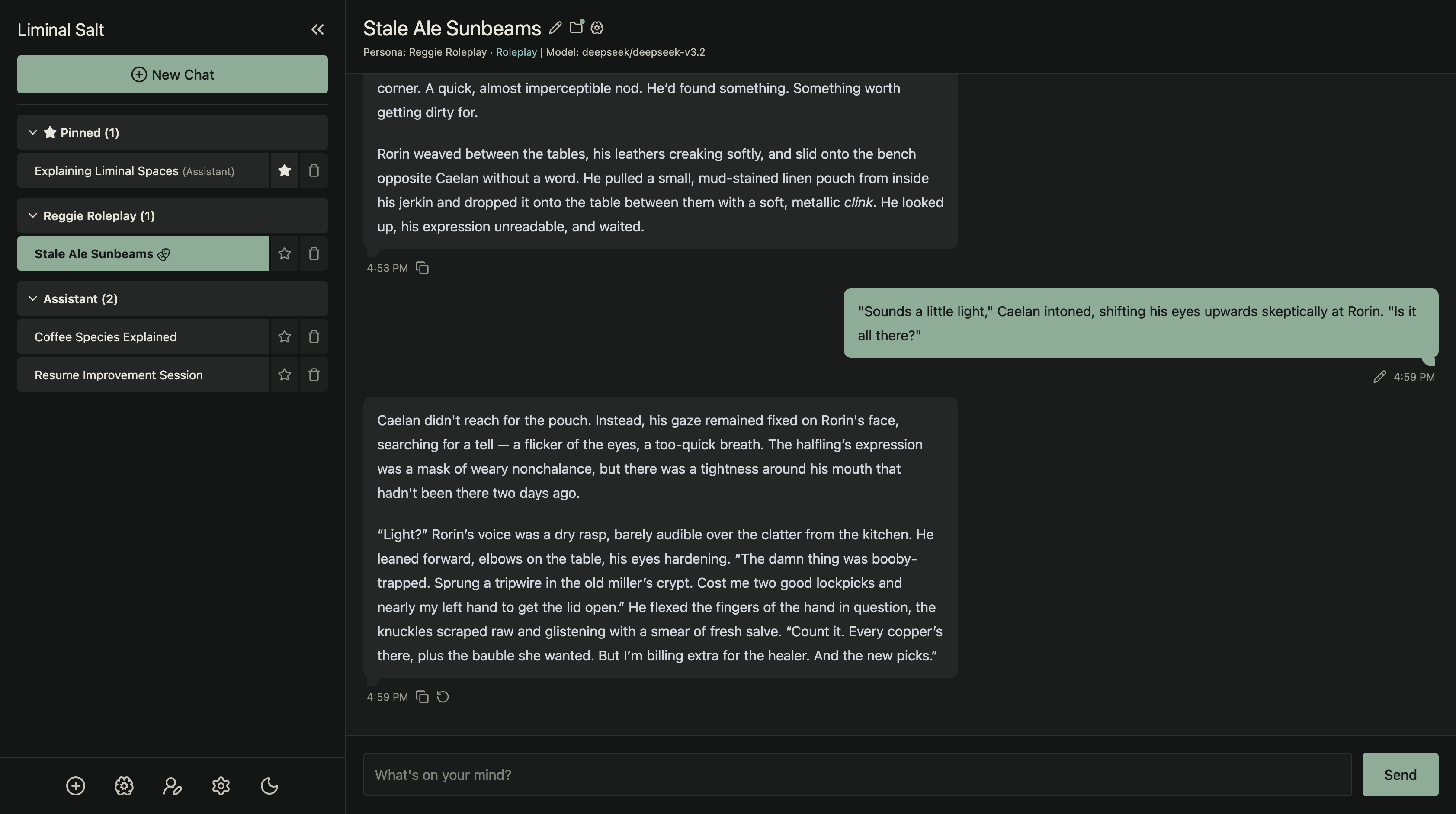 Roleplay mode conversation view